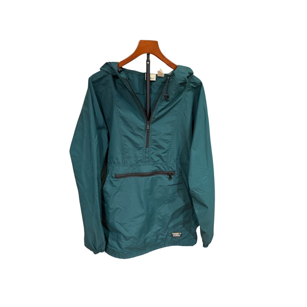 LL Bean Vtg 90s Anorak Windbreaker Jacket Mens Large Tall Green Half Zip Jacket